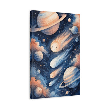 Side Mockup 4. Kids Room Comet Friends shown as canvas print