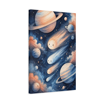 Side Mockup 3. Kids Room Comet Friends shown as canvas print