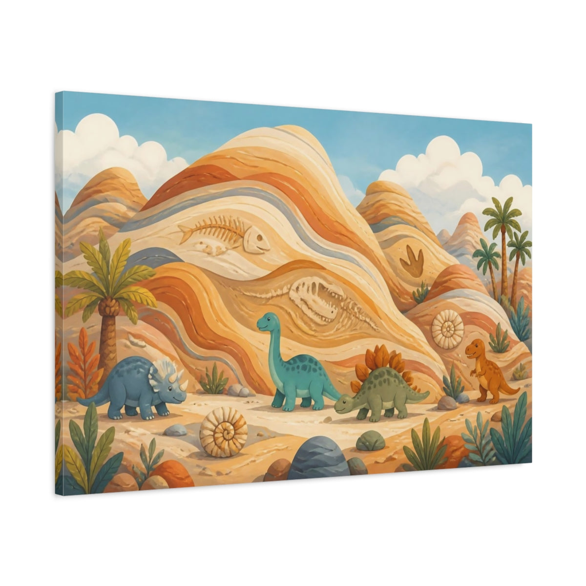 Main Mockup. Kids Room Dinosaur Dunes shown as canvas print