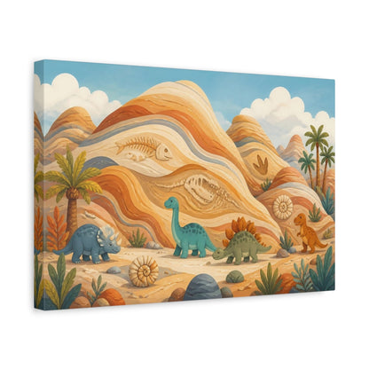 Side Mockup 4. Kids Room Dinosaur Dunes shown as canvas print