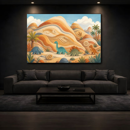 Mockup 3. Kids Room Dinosaur Dunes shown as canvas print