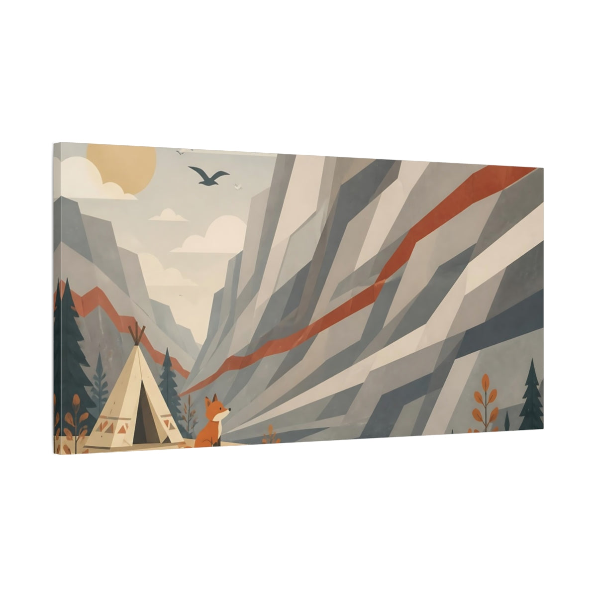 Main Mockup. Kids Room Fox Camp shown as canvas print