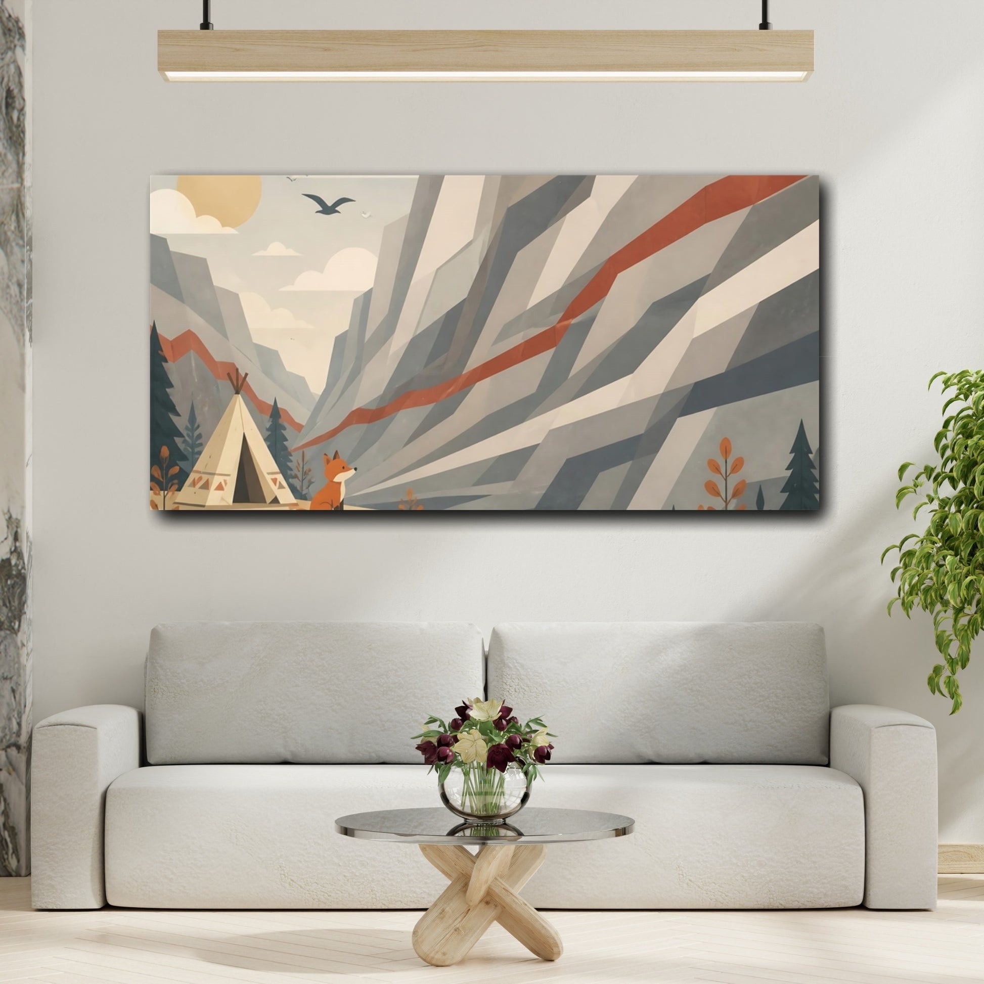 Mockup 2. Kids Room Fox Camp shown as canvas print