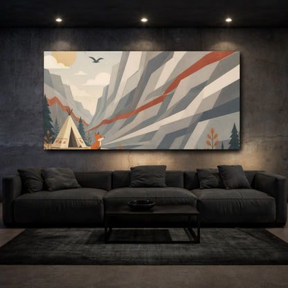 Mockup 3. Kids Room Fox Camp shown as canvas print