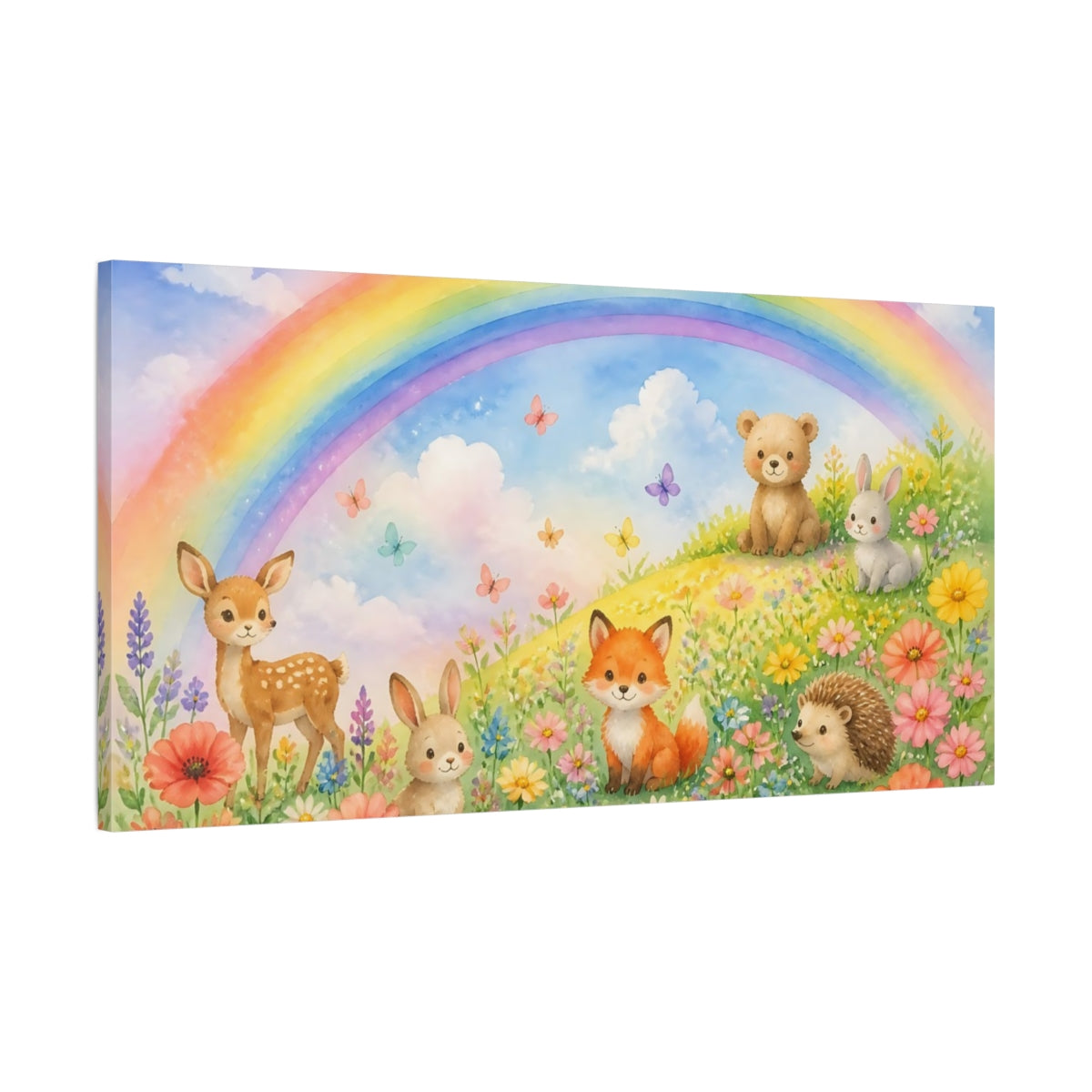 Main Mockup. Kids Room Fox Friends shown as canvas print