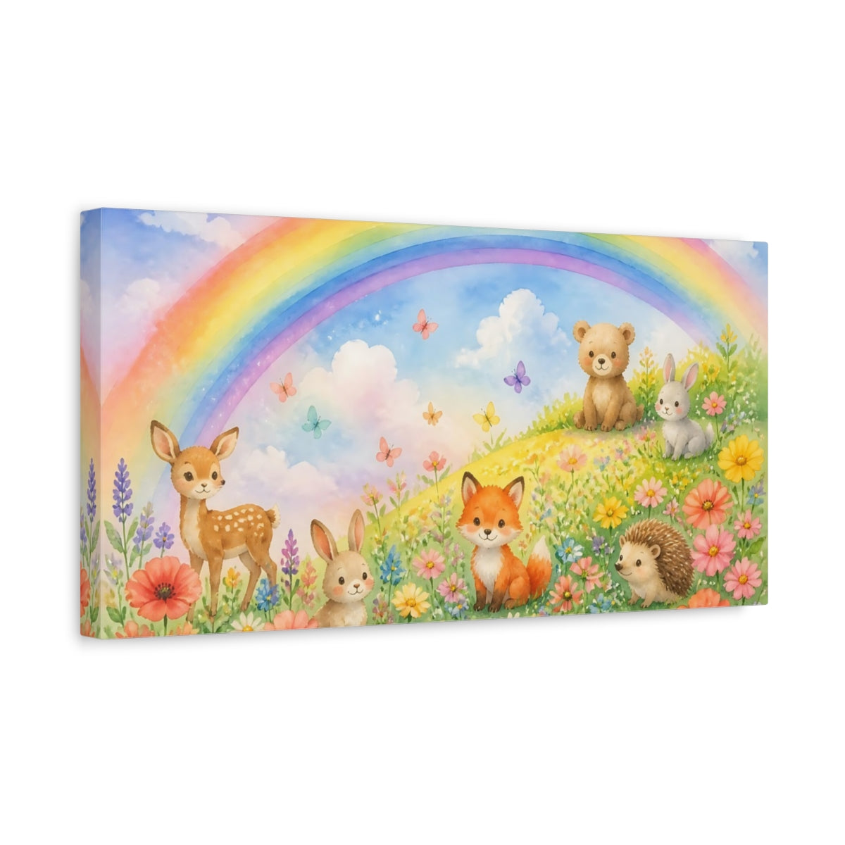 Side Mockup 3. Kids Room Fox Friends shown as canvas print