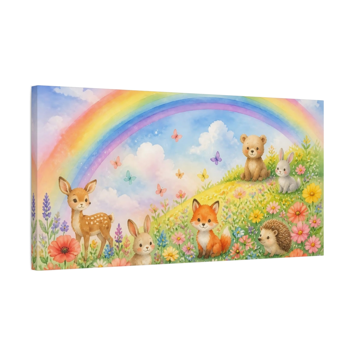 Side Mockup 1. Kids Room Fox Friends shown as canvas print
