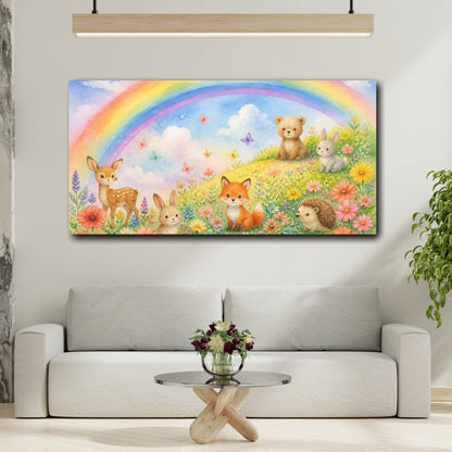 Mockup 2. Kids Room Fox Friends shown as canvas print