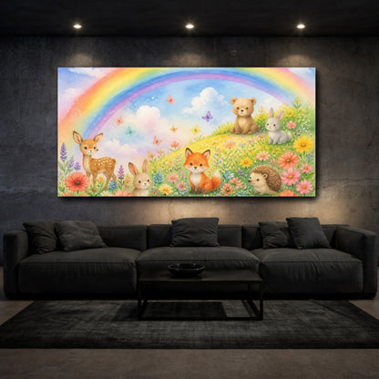 Mockup 3. Kids Room Fox Friends shown as canvas print