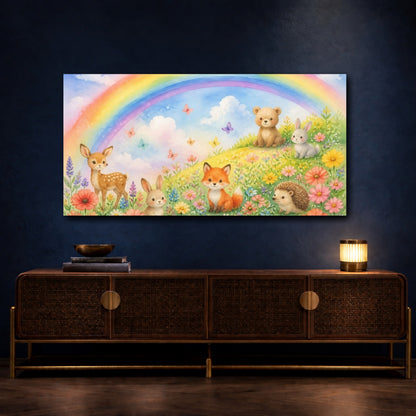 Mockup 4. Kids Room Fox Friends shown as canvas print