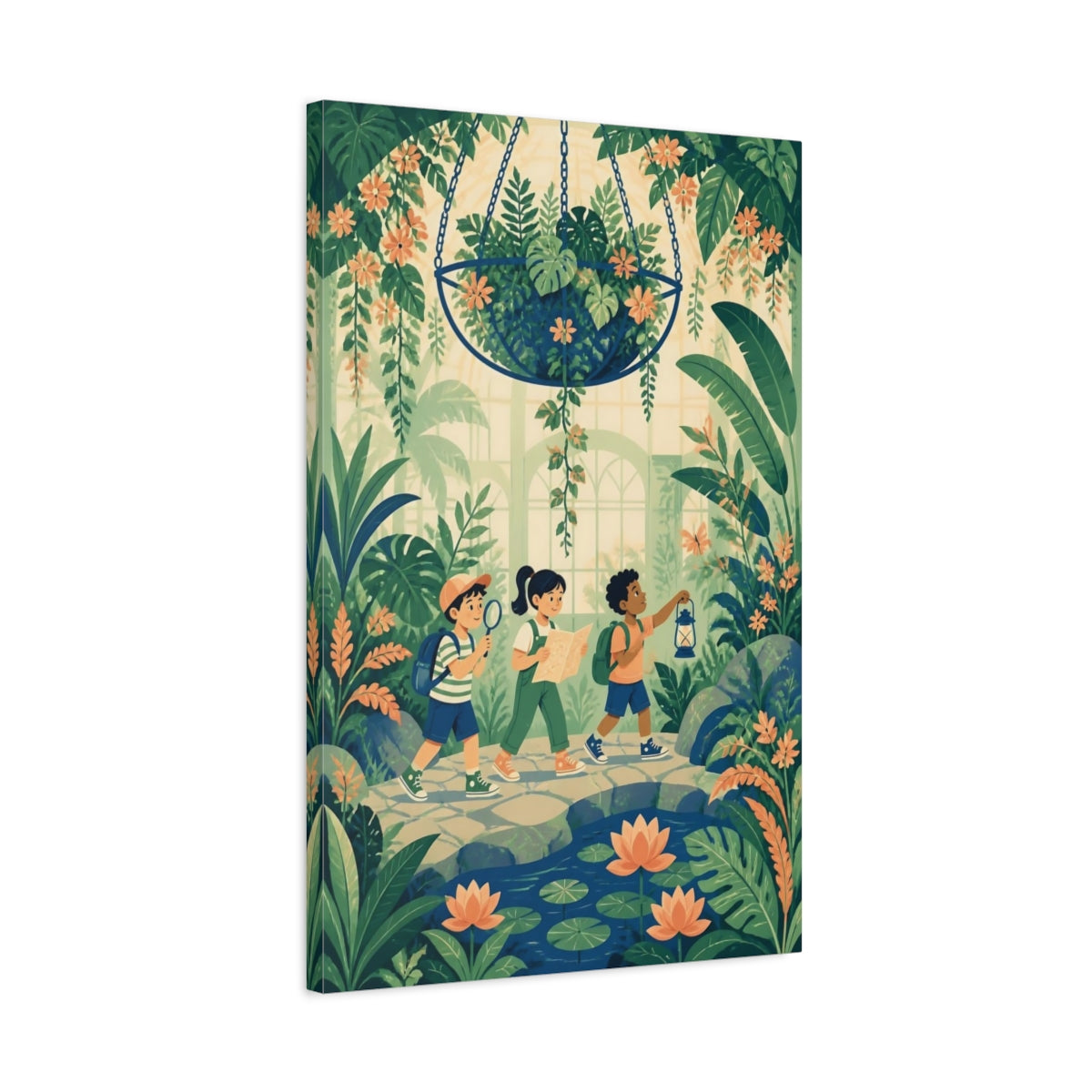 Side Mockup 2. Kids Room Jungle Explorers shown as canvas print
