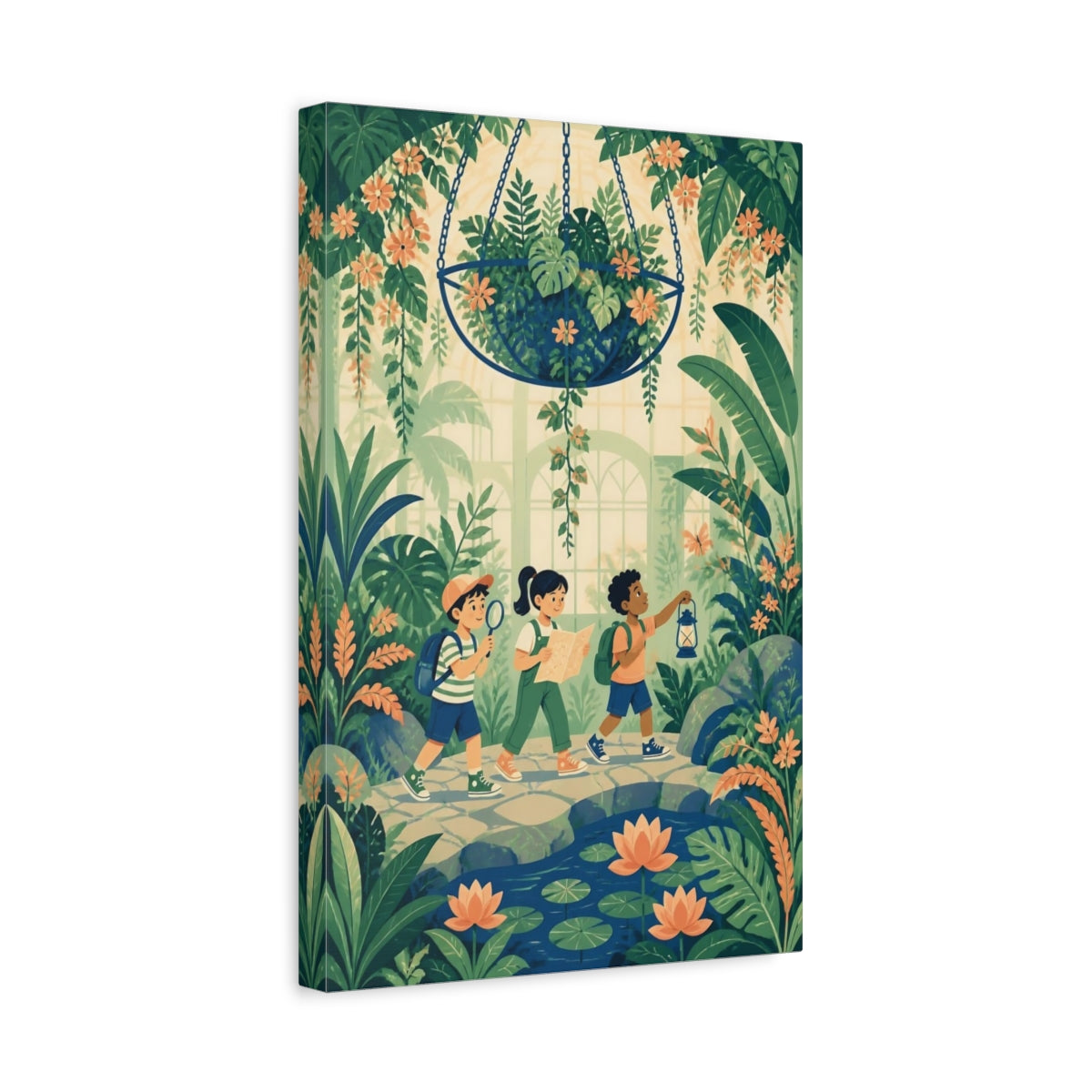 Side Mockup 4. Kids Room Jungle Explorers shown as canvas print