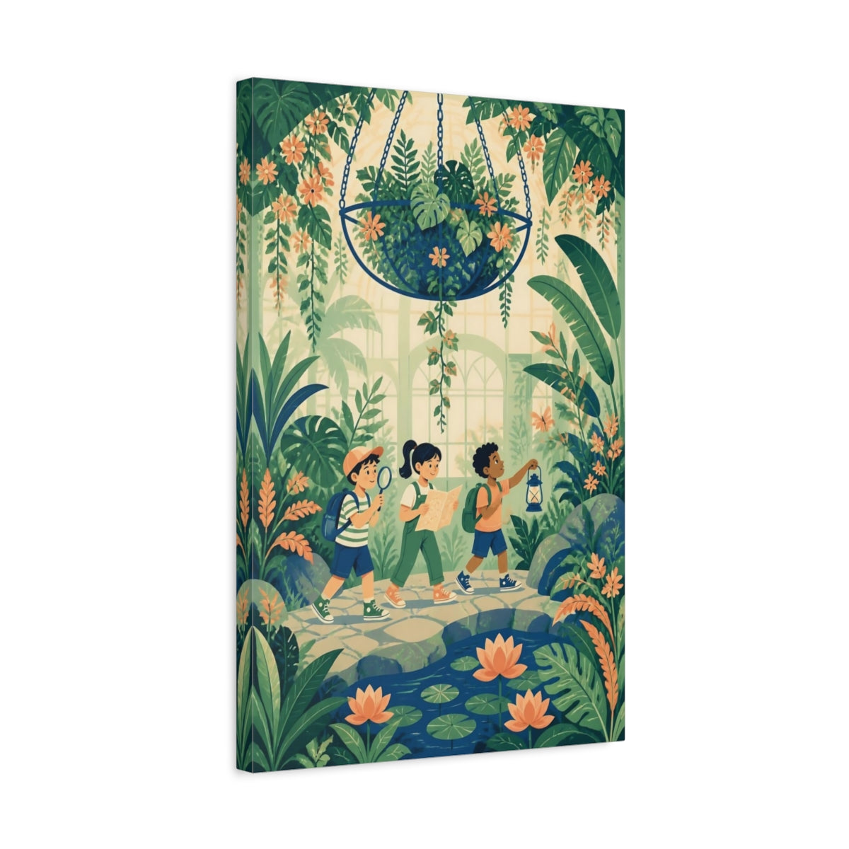 Side Mockup 3. Kids Room Jungle Explorers shown as canvas print