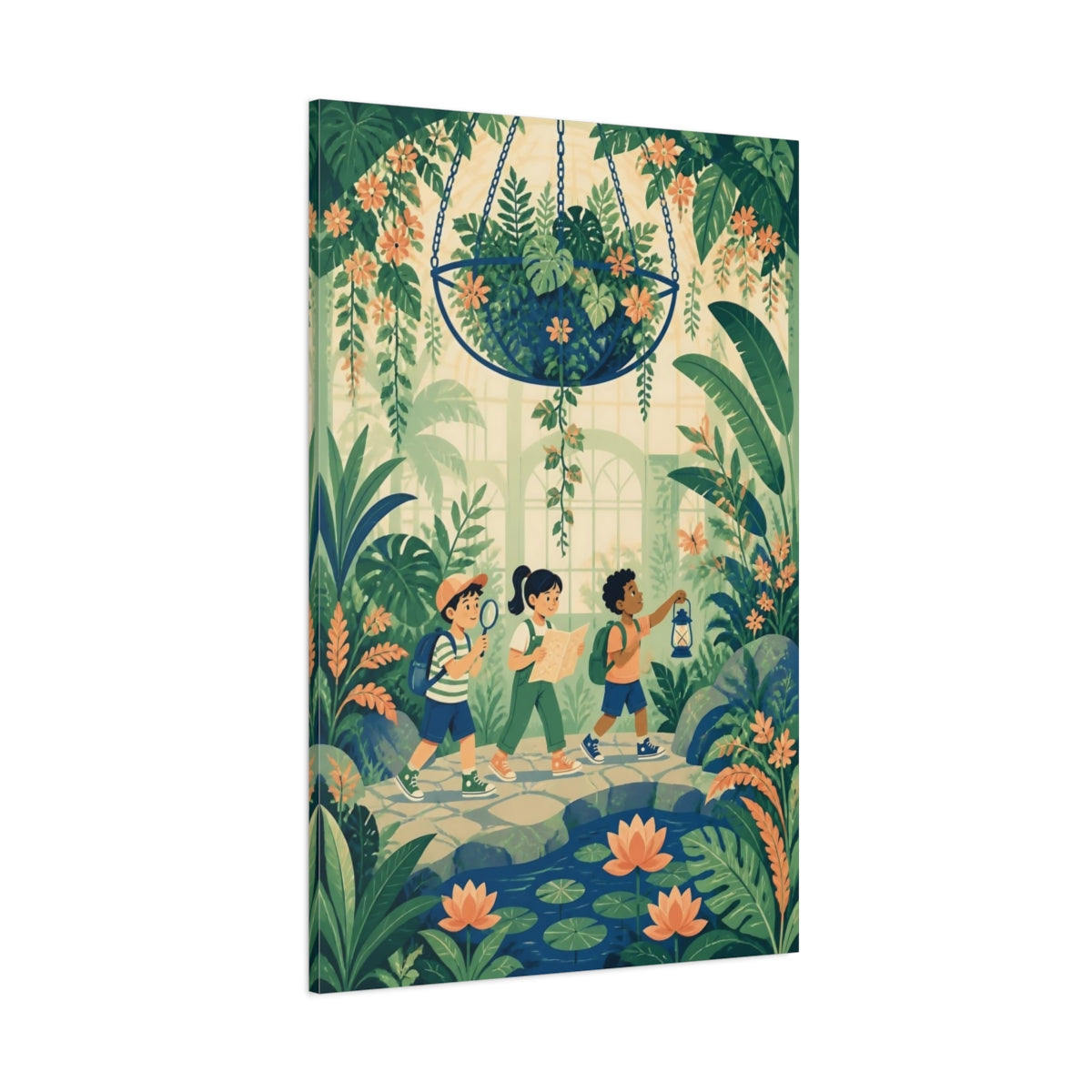 Side Mockup 1. Kids Room Jungle Explorers shown as canvas print
