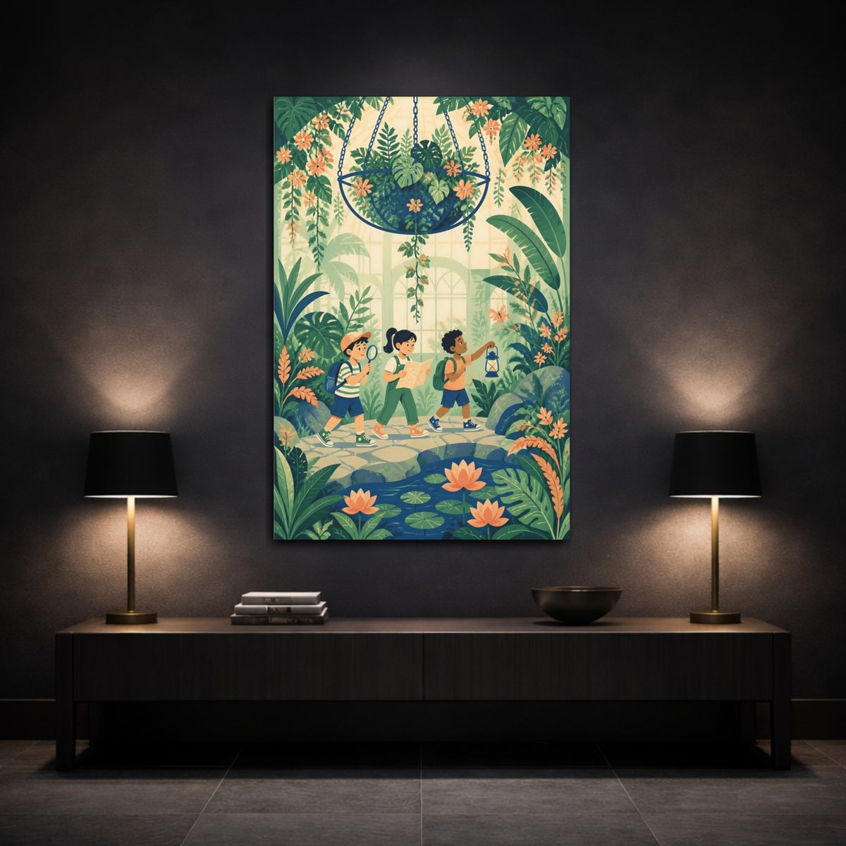 Mockup 3. Kids Room Jungle Explorers shown as canvas print
