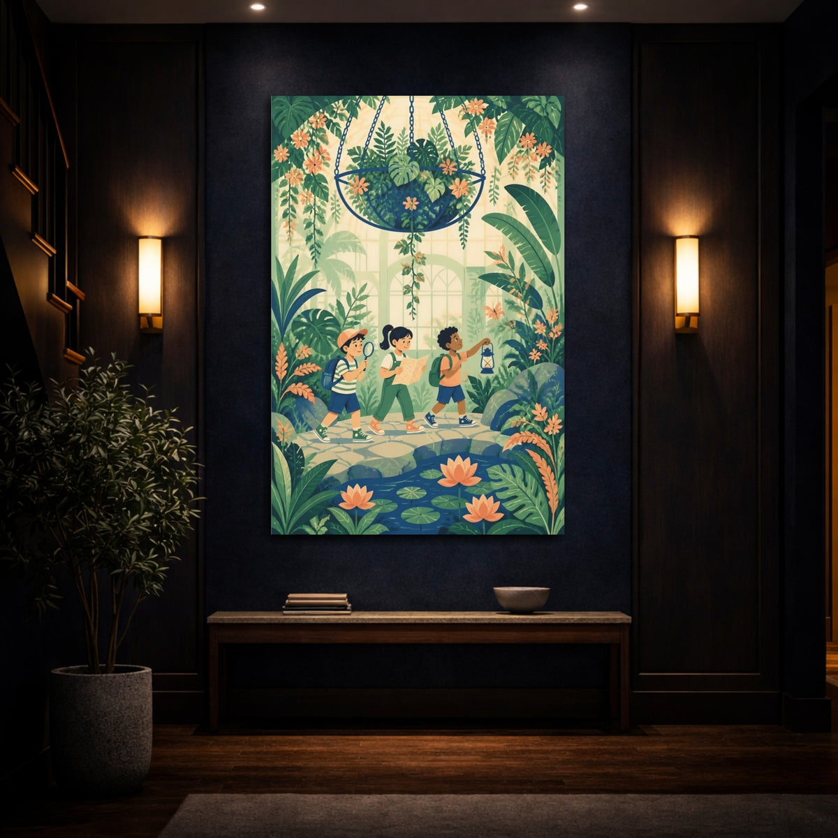Mockup 4. Kids Room Jungle Explorers shown as canvas print