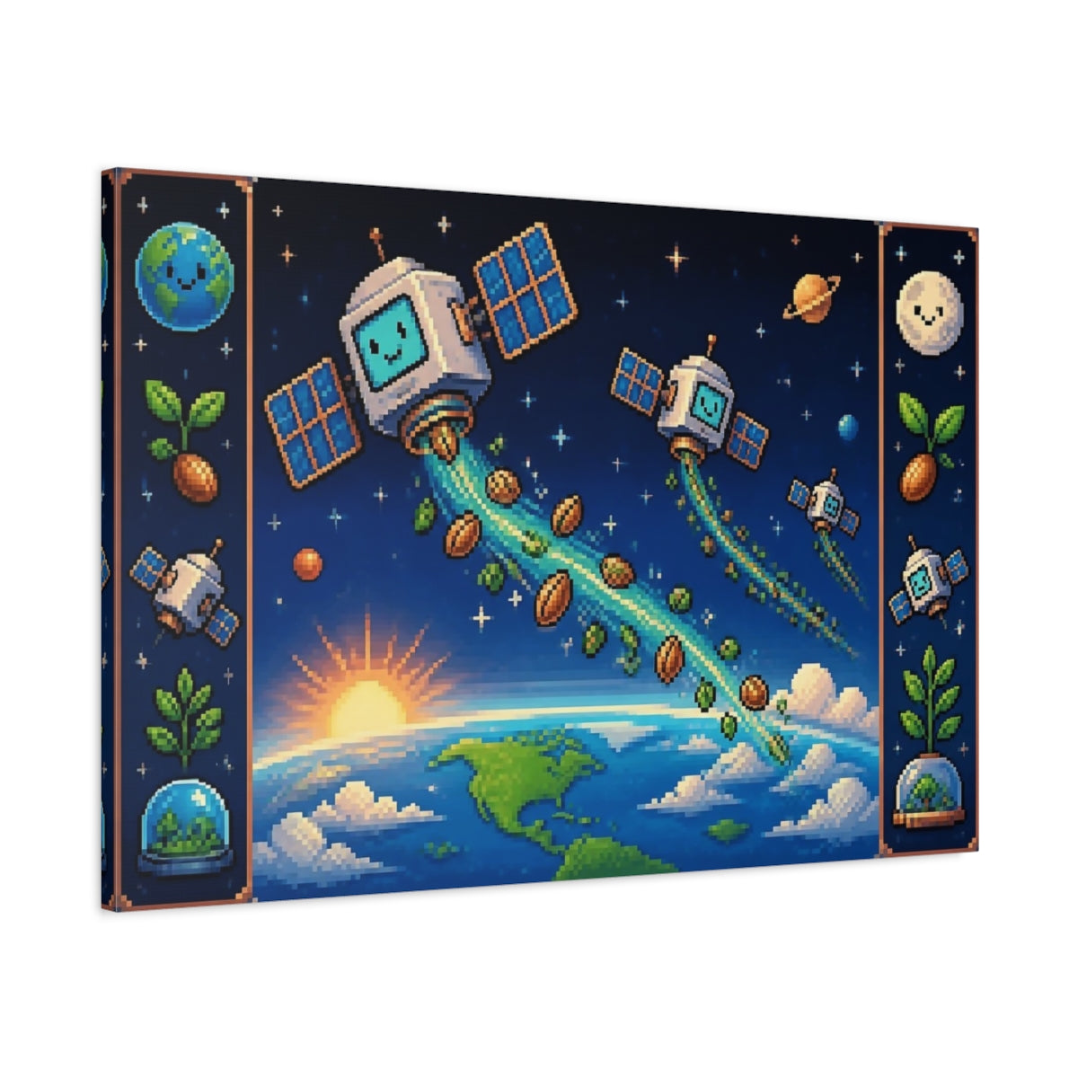 Main Mockup. Kids Room Satellite Adventure shown as canvas print