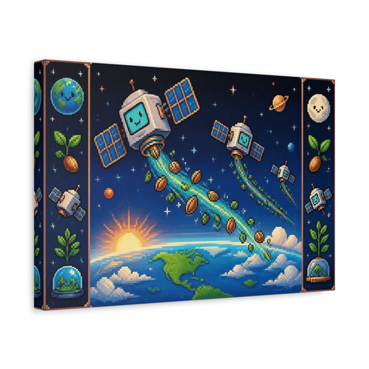 Side Mockup 4. Kids Room Satellite Adventure shown as canvas print