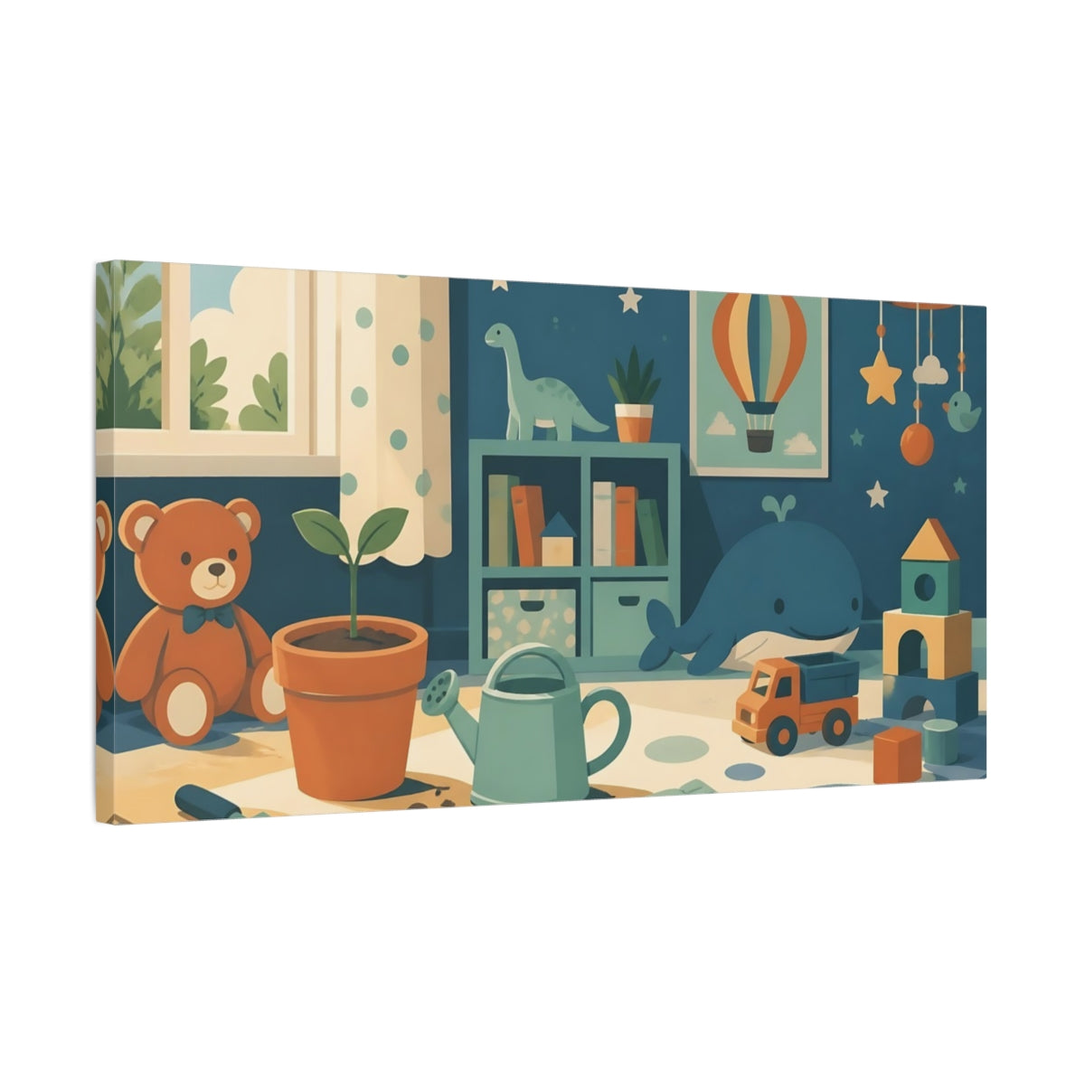 Side Mockup 1. Kids Room Seedling Scene shown as canvas print