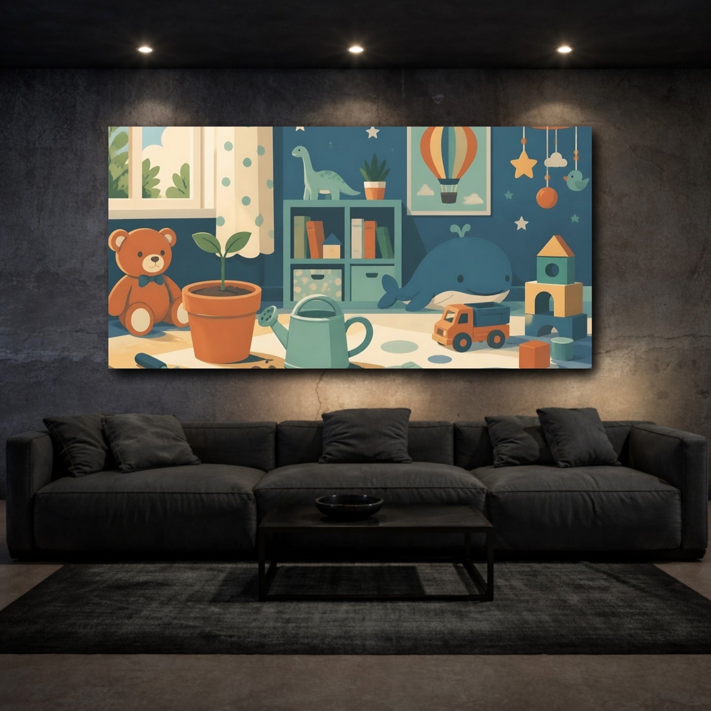 Mockup 3. Kids Room Seedling Scene shown as canvas print