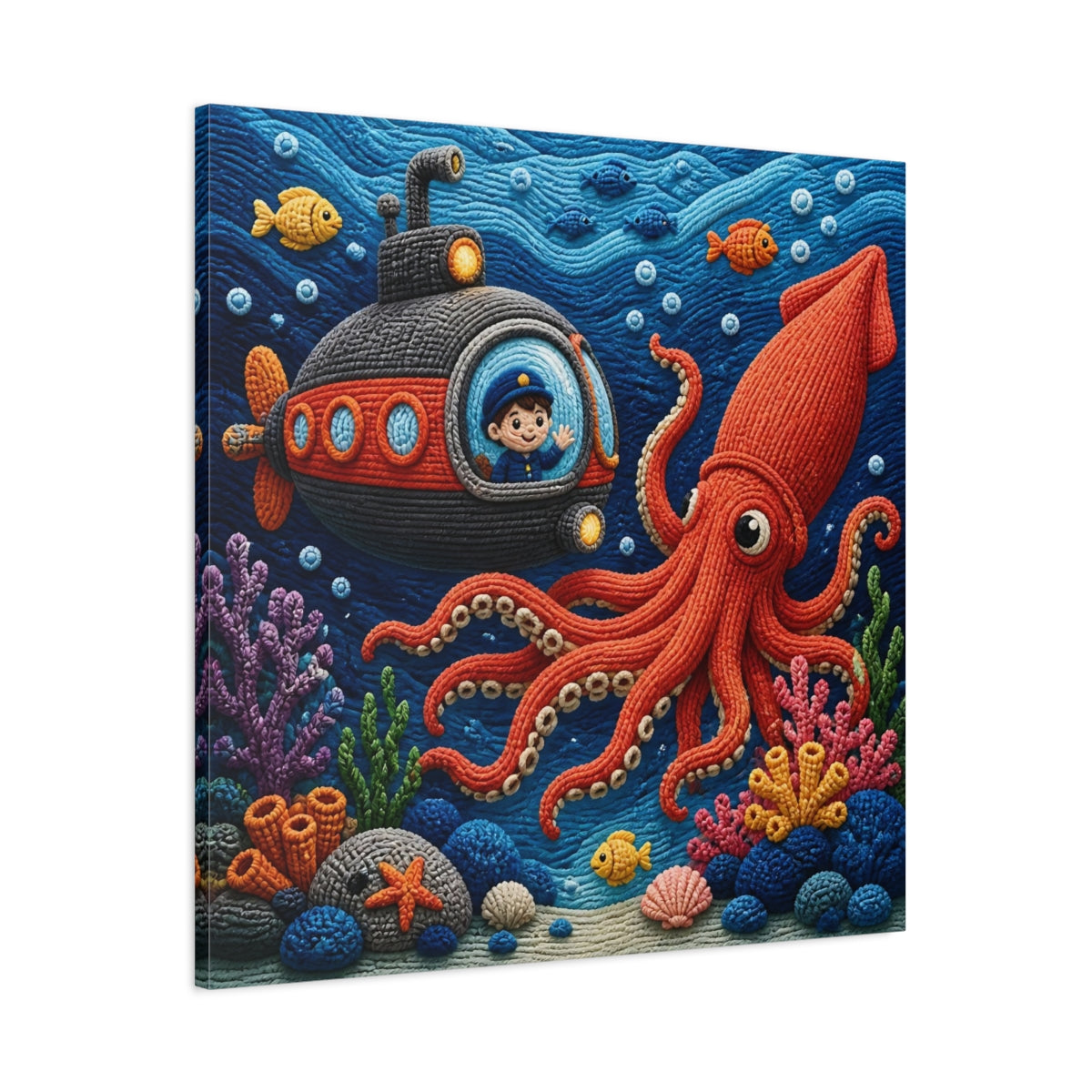 Main Mockup. Kids Room Squid Adventure shown as canvas print