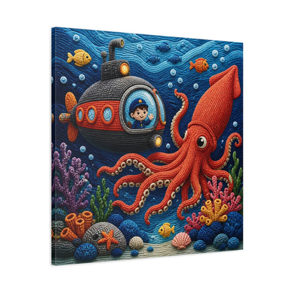 Side Mockup 3. Kids Room Squid Adventure shown as canvas print