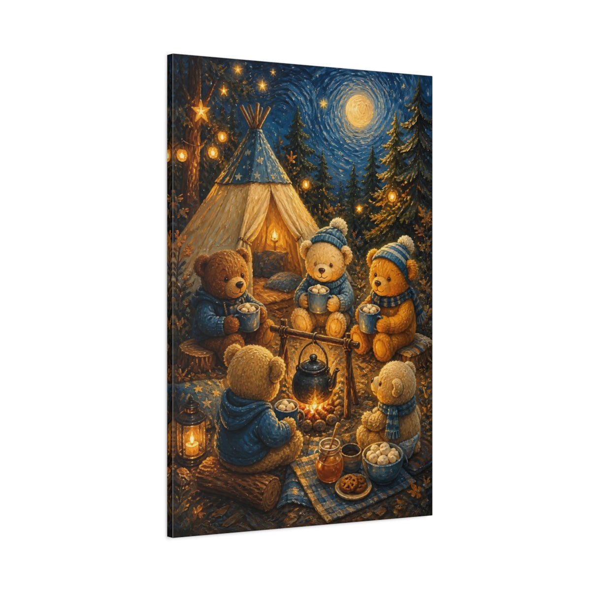 Side Mockup 1. Kids Room Teddy Bear Camp shown as canvas print