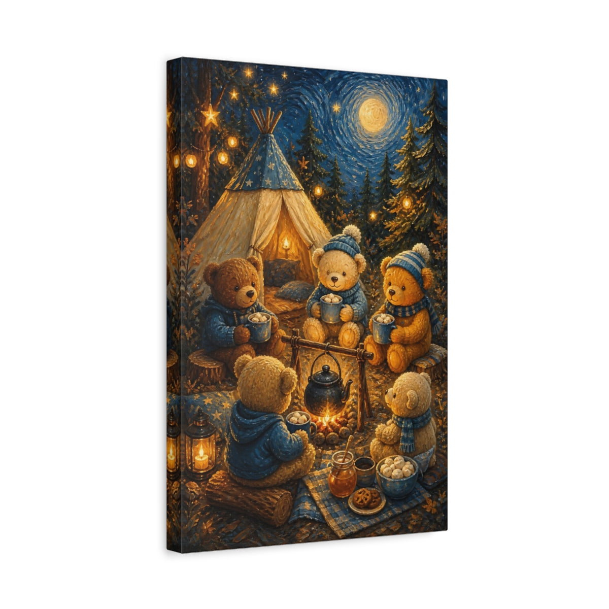 Side Mockup 4. Kids Room Teddy Bear Camp shown as canvas print