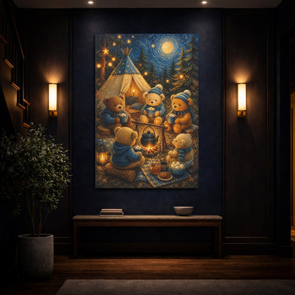 Mockup 4. Kids Room Teddy Bear Camp shown as canvas print