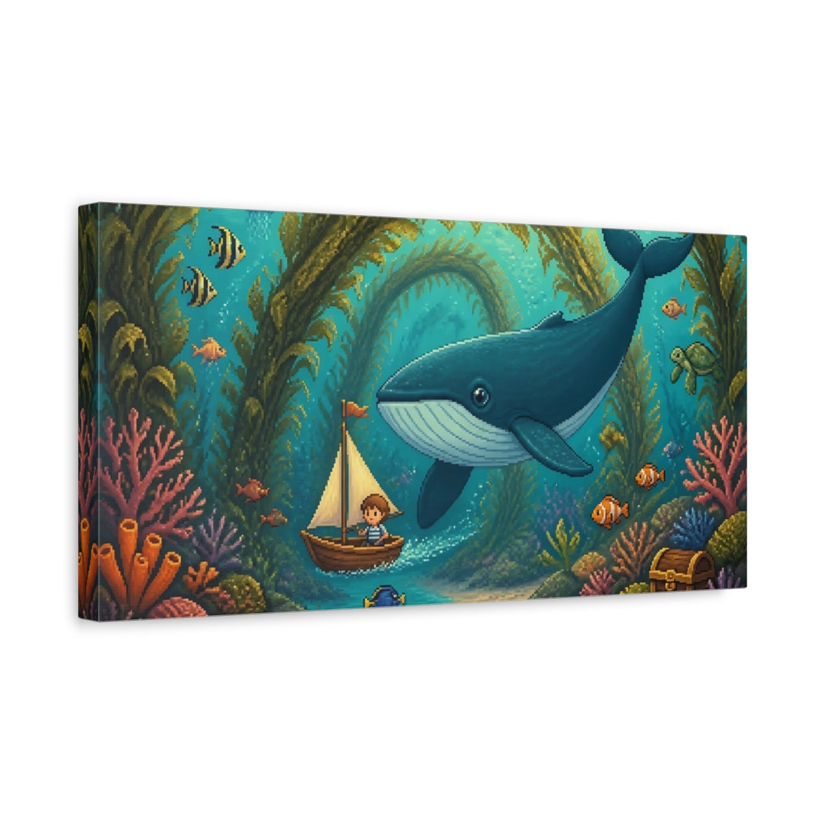 Side Mockup 3. Kids Whale Adventure shown as canvas print