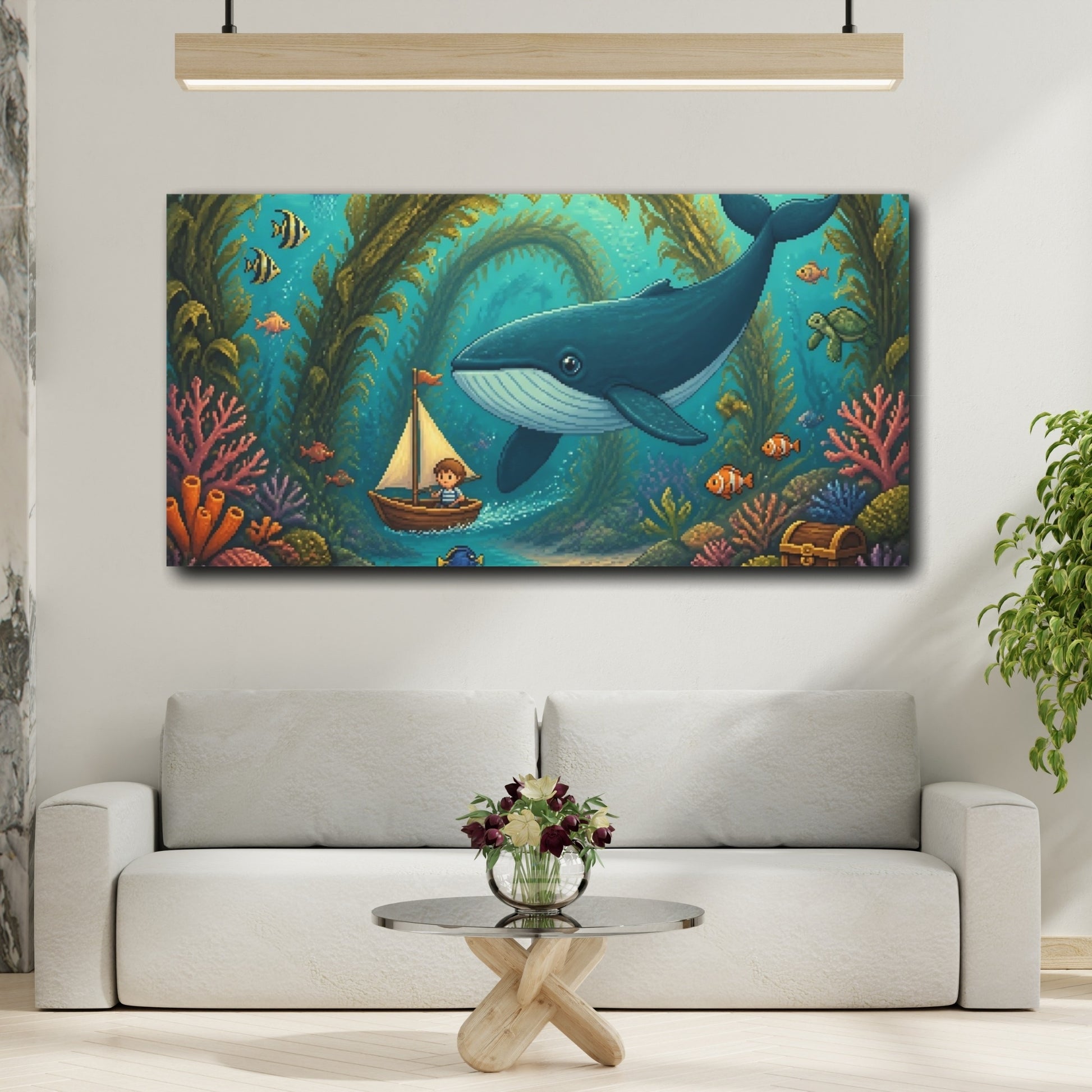 Mockup 2. Kids Whale Adventure shown as canvas print