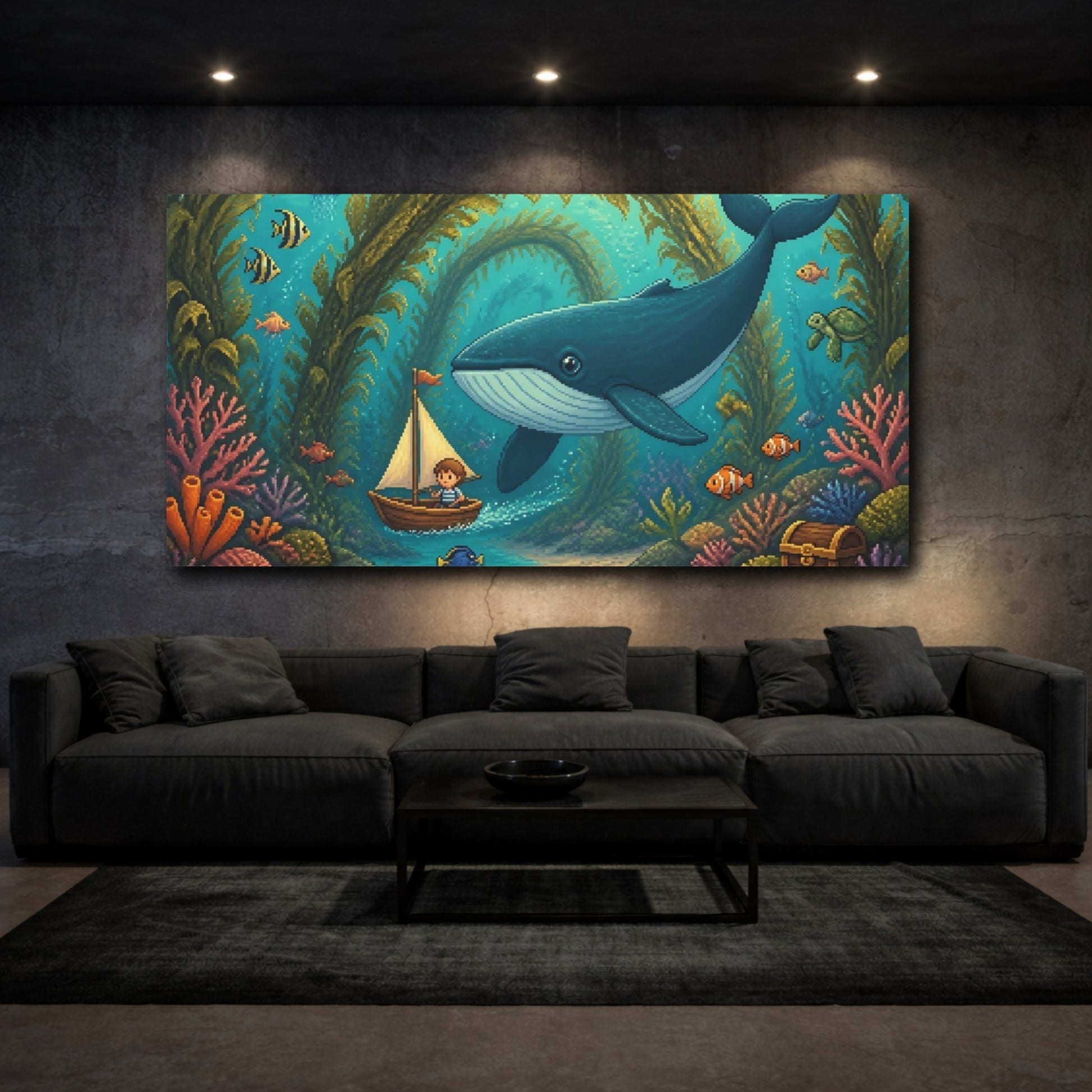 Mockup 3. Kids Whale Adventure shown as canvas print