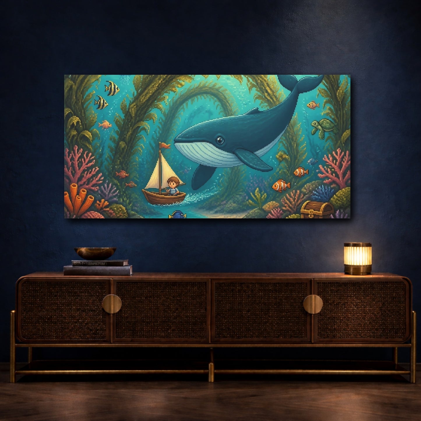 Mockup 4. Kids Whale Adventure shown as canvas print