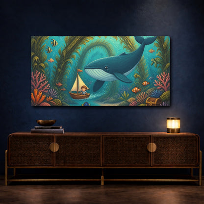 Mockup 4. Kids Whale Adventure shown as canvas print