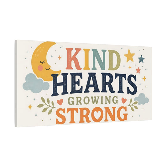 Main Mockup. Kind Hearts Nursery Art shown as canvas print