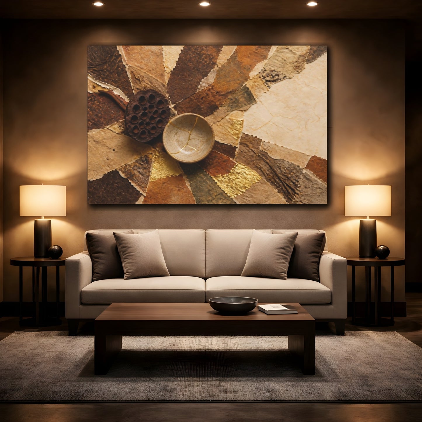Mockup 2. Kintsugi Bowl And Seedpod shown as canvas print