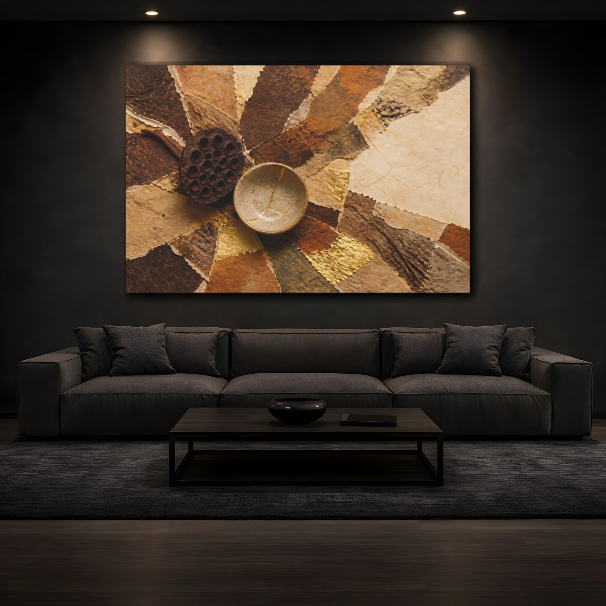 Mockup 3. Kintsugi Bowl And Seedpod shown as canvas print