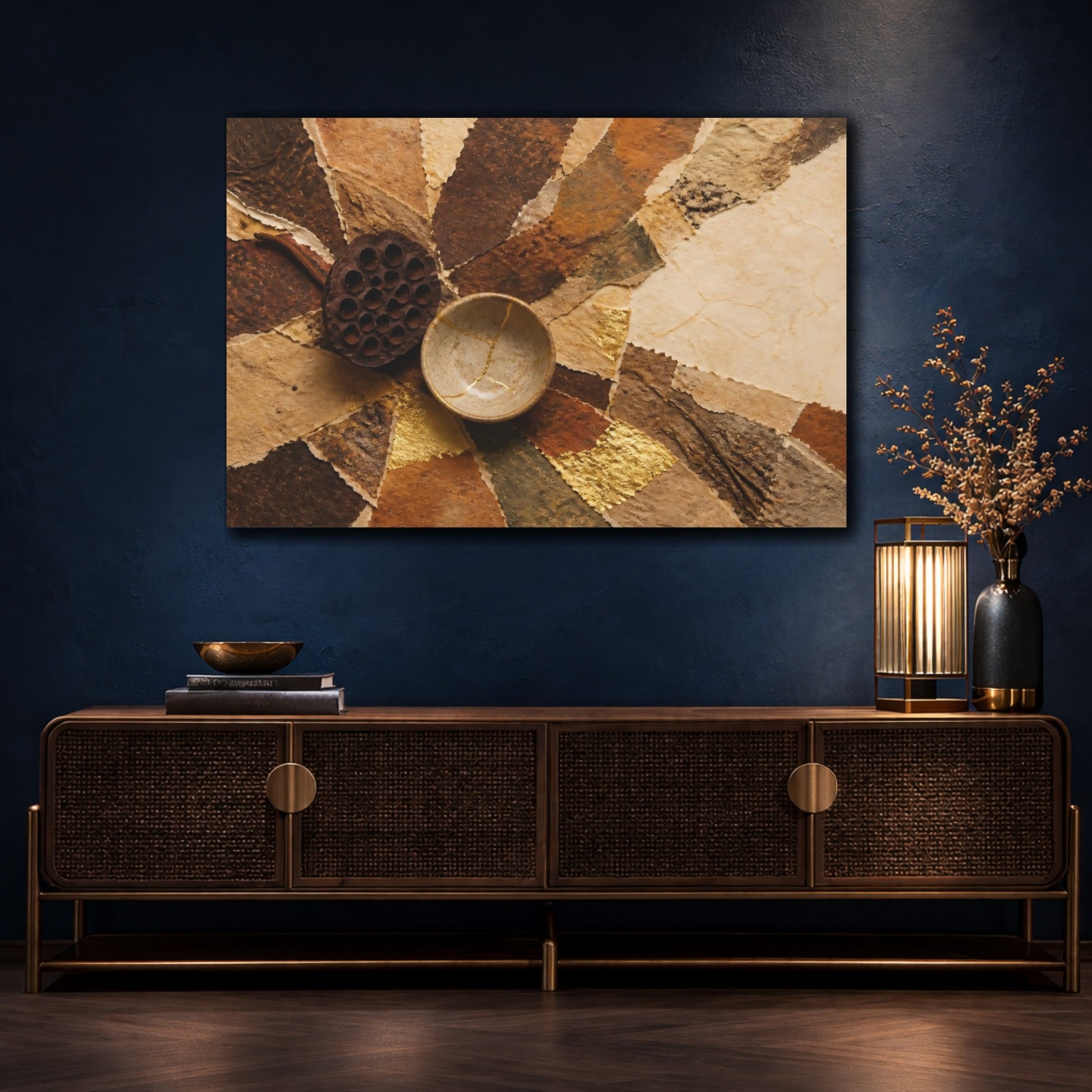 Mockup 4. Kintsugi Bowl And Seedpod shown as canvas print