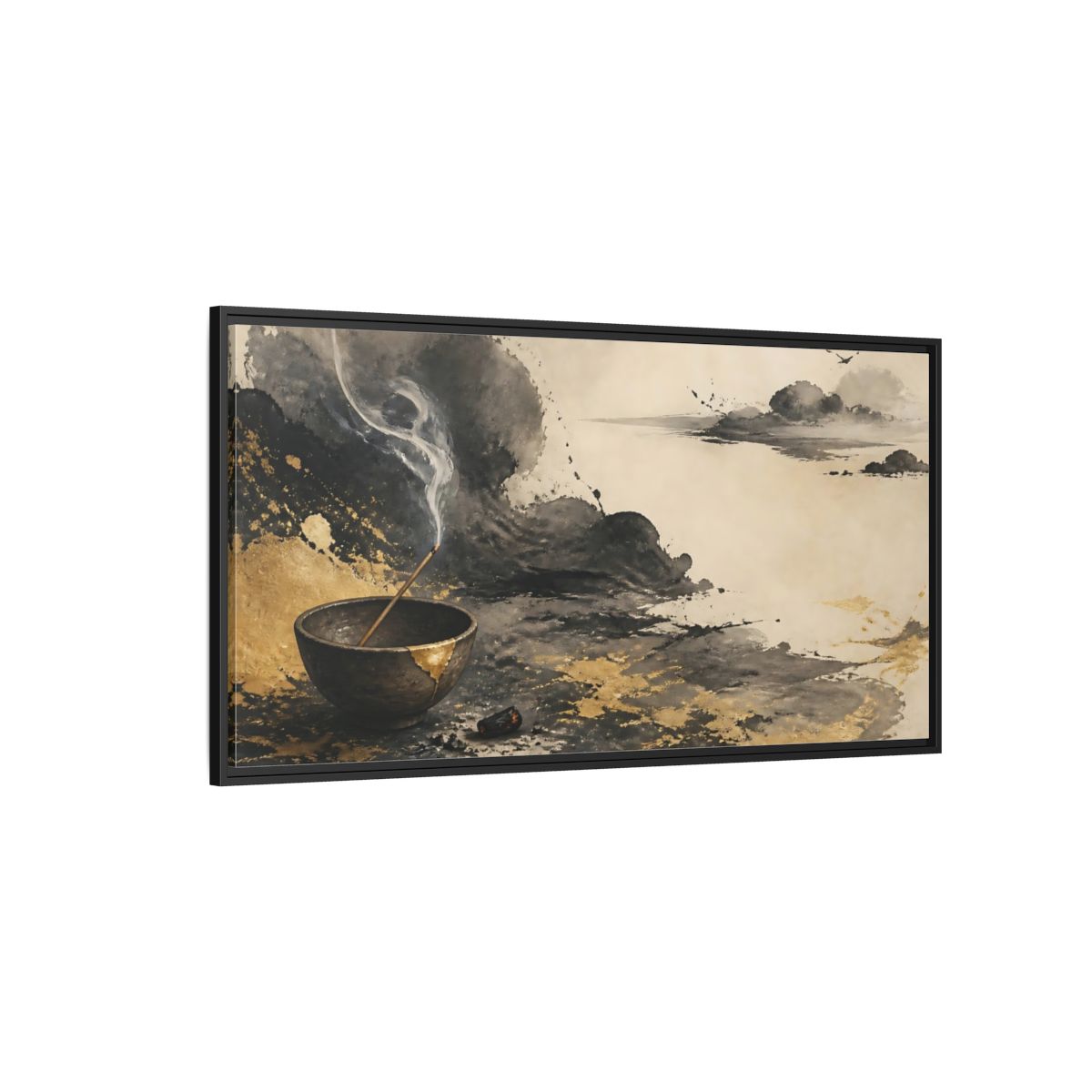 Side Mockup 5. Kintsugi Incense Serenity shown as framed canvas print
