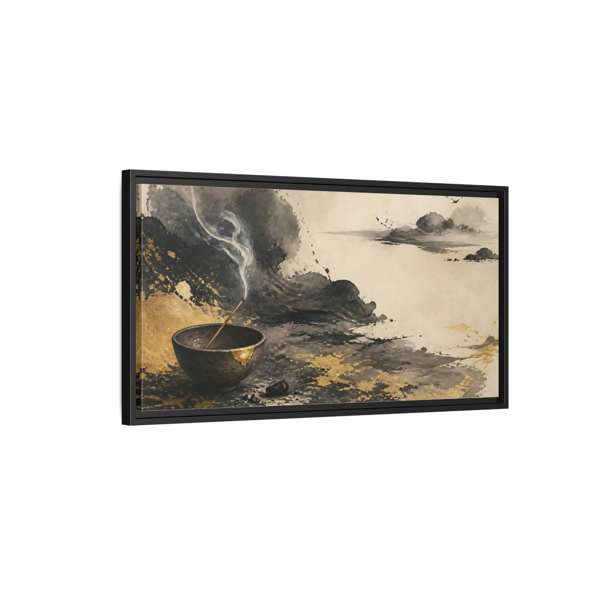 Side Mockup 2. Kintsugi Incense Serenity shown as framed canvas print