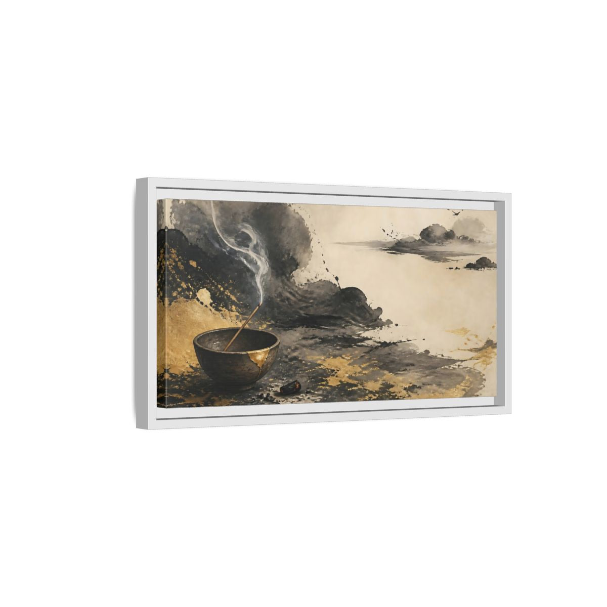 Side Mockup 6. Kintsugi Incense Serenity shown as framed canvas print