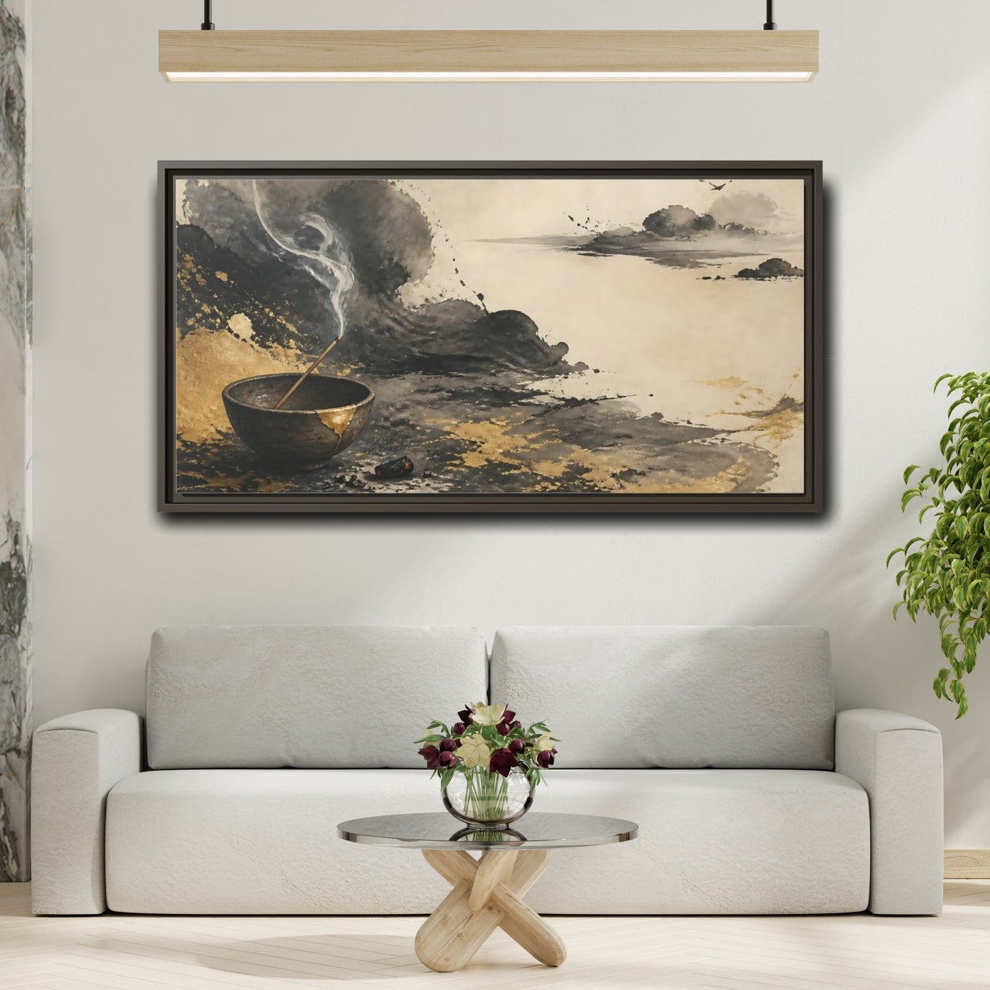 Mockup 2. Kintsugi Incense Serenity shown as framed canvas print