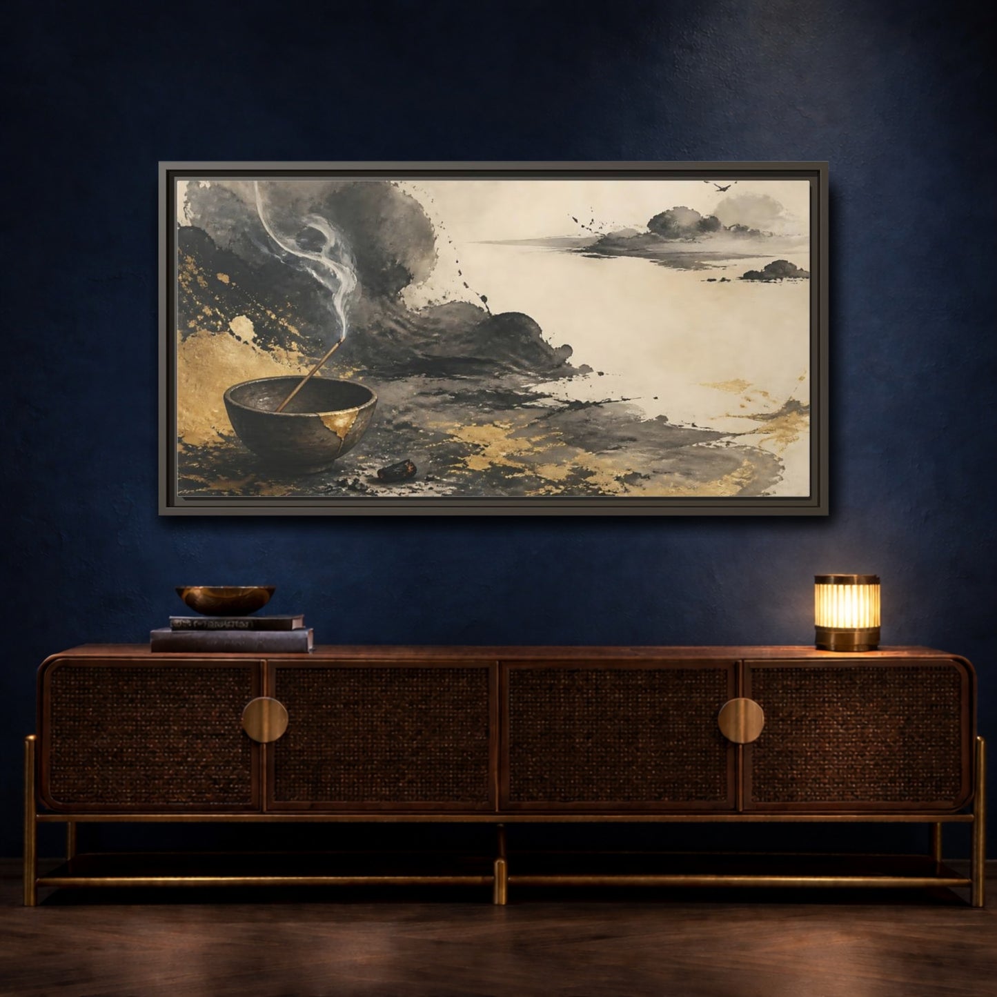 Mockup 4. Kintsugi Incense Serenity shown as framed canvas print