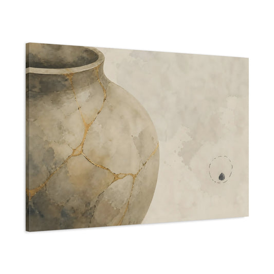 Main Mockup. Kintsugi Repaired Jar shown as canvas print