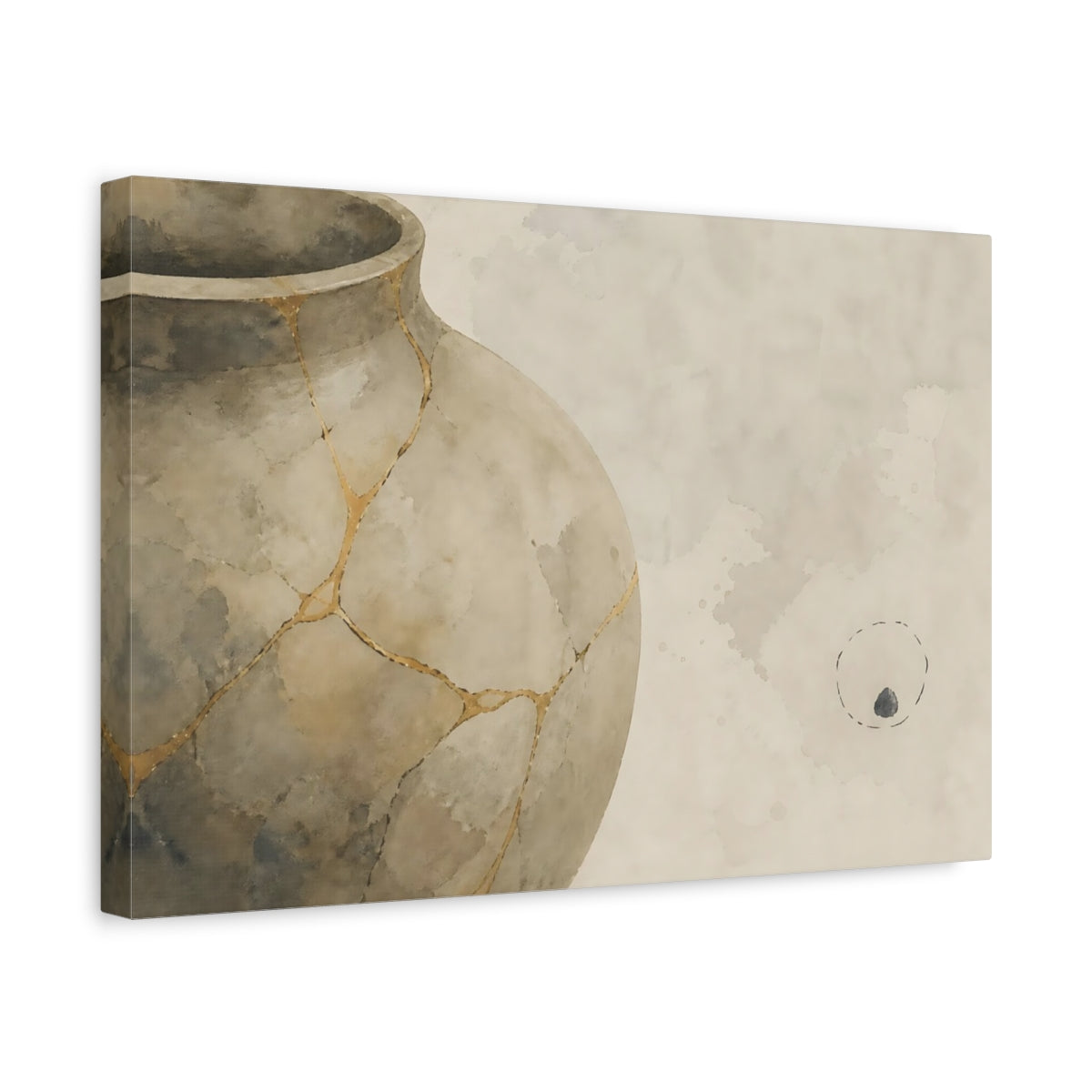 Side Mockup 4. Kintsugi Repaired Jar shown as canvas print