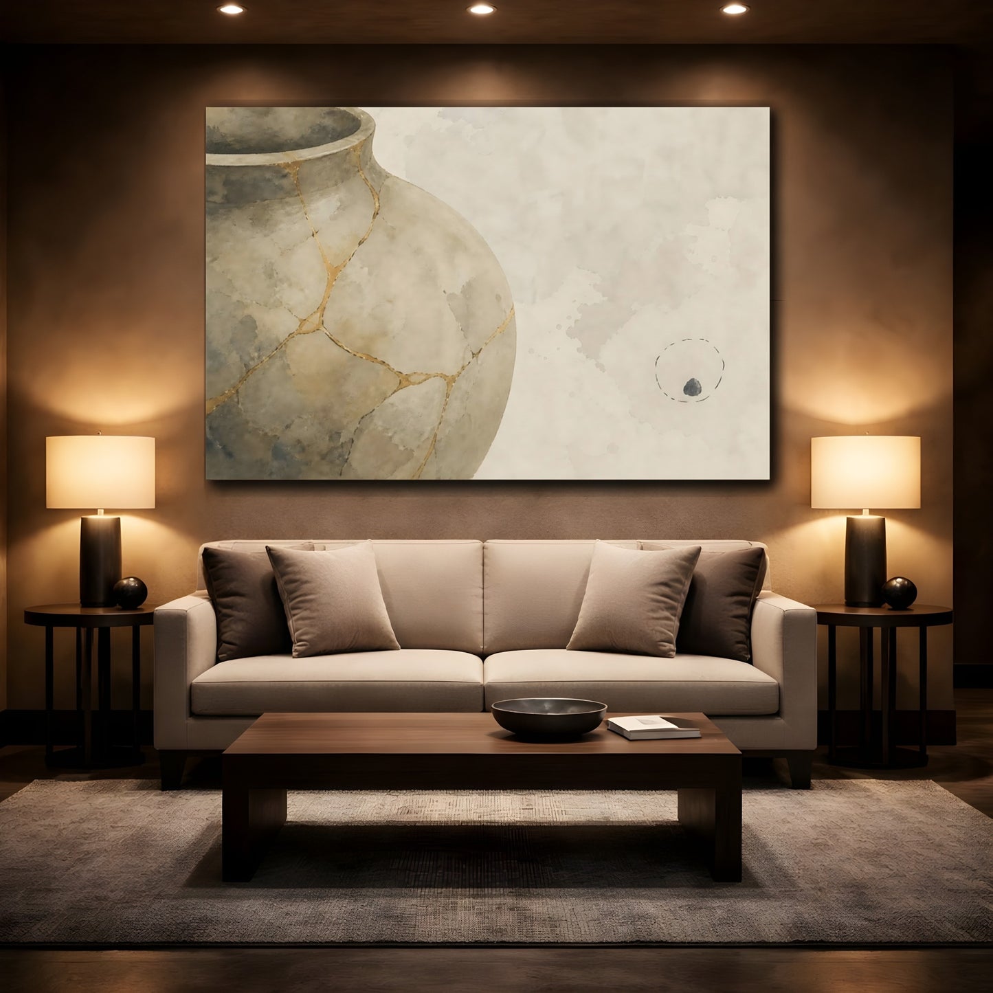 Mockup 2. Kintsugi Repaired Jar shown as canvas print