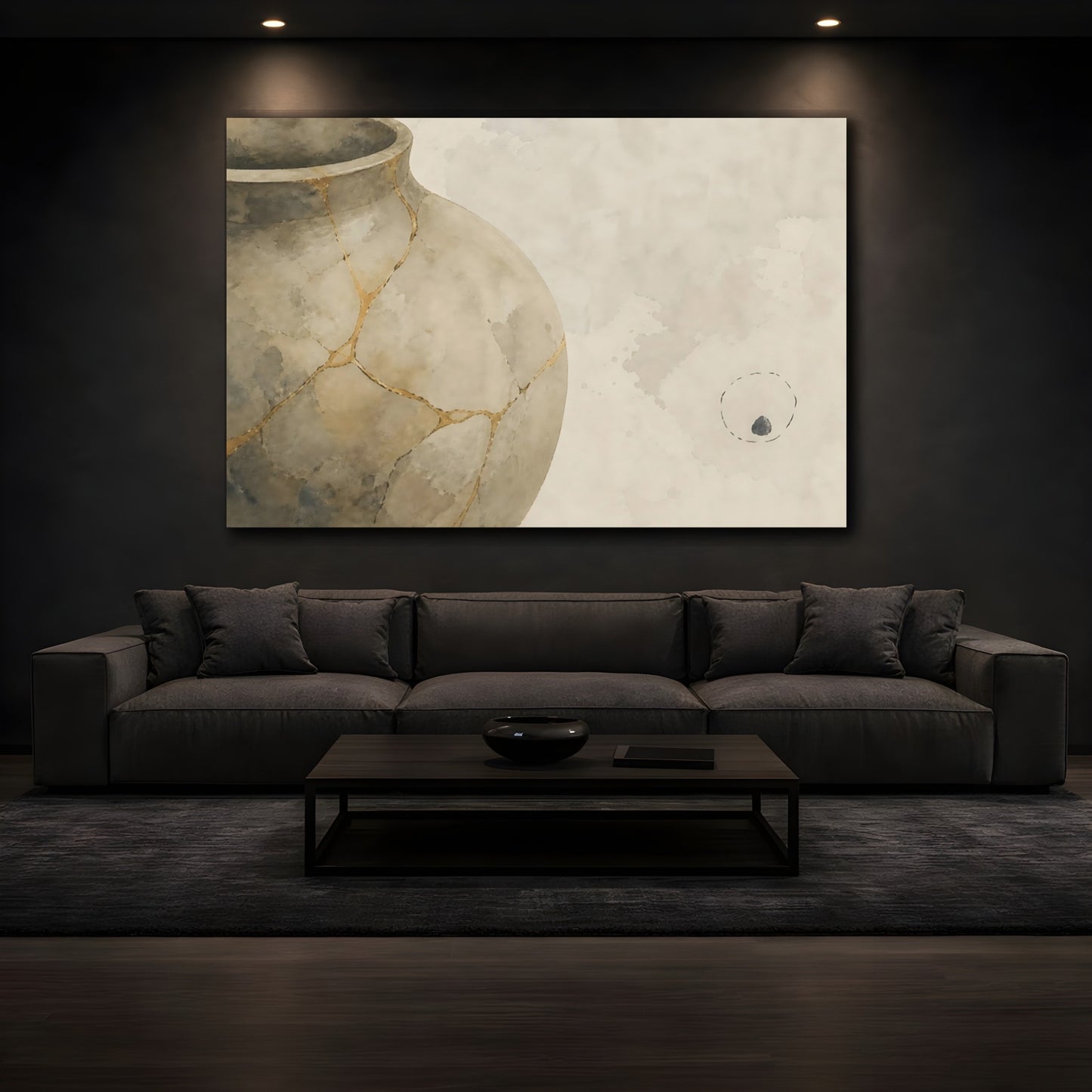 Mockup 3. Kintsugi Repaired Jar shown as canvas print