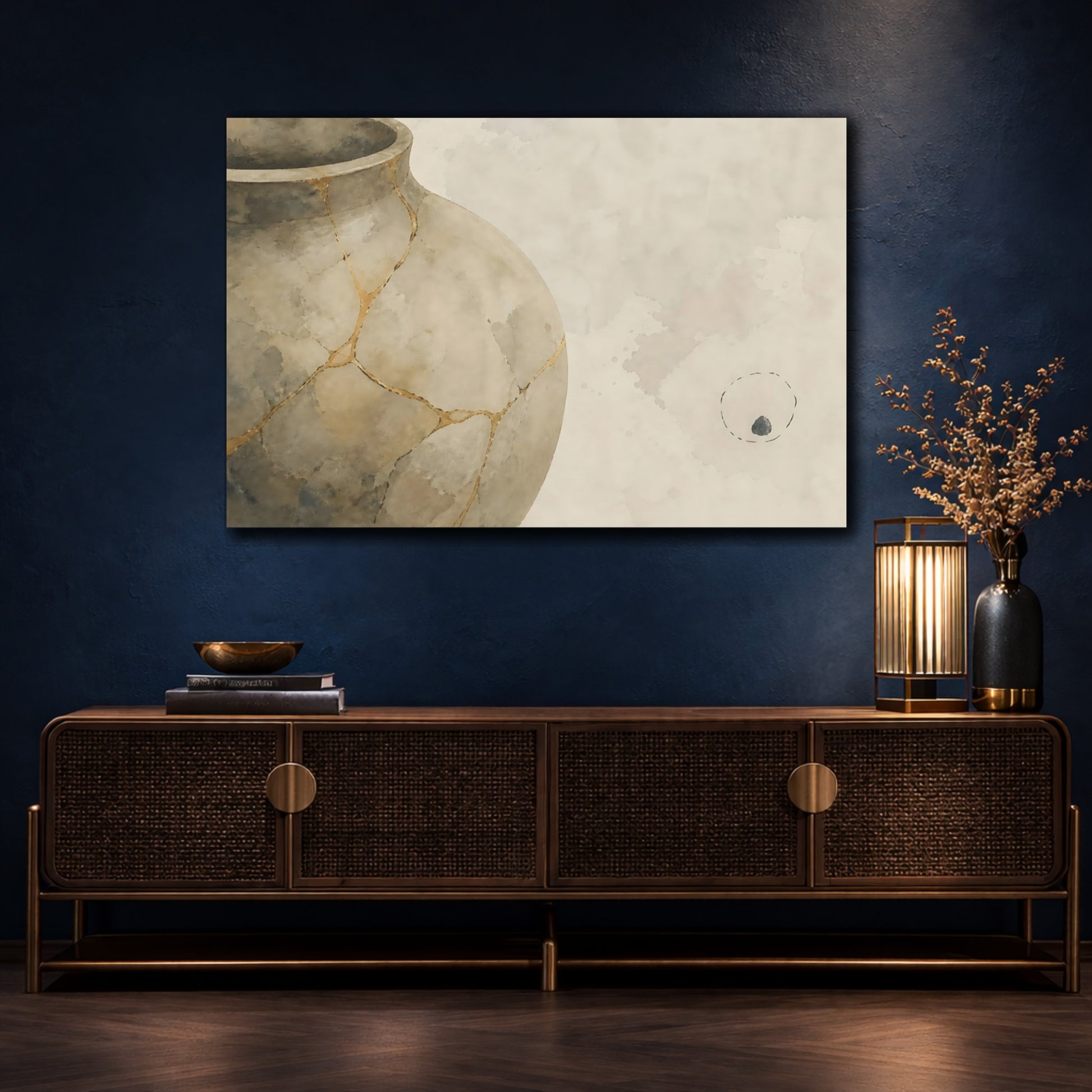 Mockup 4. Kintsugi Repaired Jar shown as canvas print
