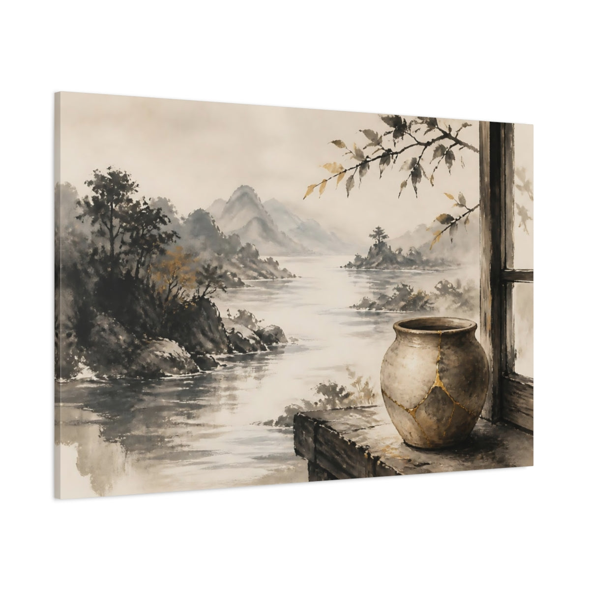Side Mockup 1. Kintsugi Window View shown as canvas print
