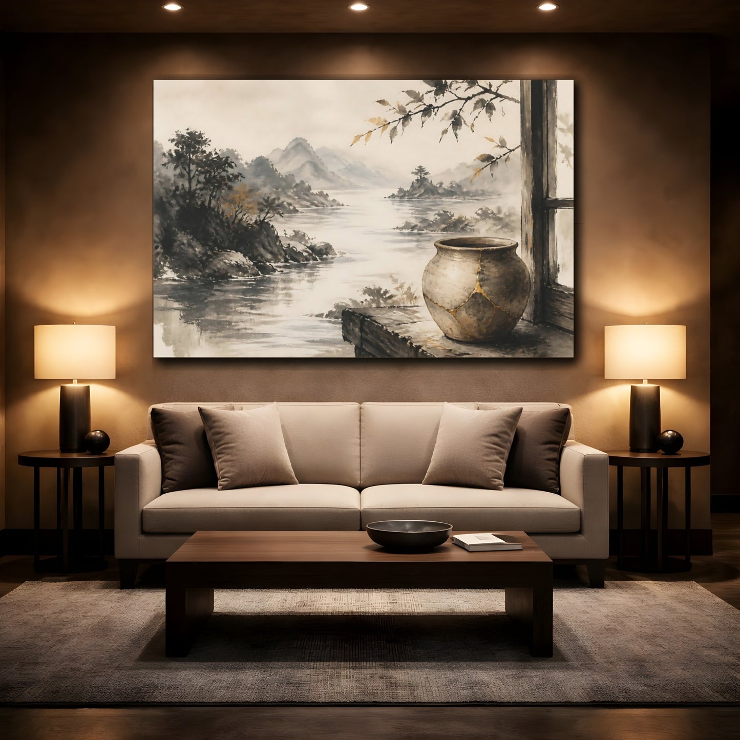 Mockup 2. Kintsugi Window View shown as canvas print